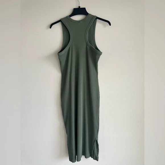 Pact Favorite Rib Racerback Tank Ribbed Midi Dress Olive Green Sz XS - Picture 2 of 7